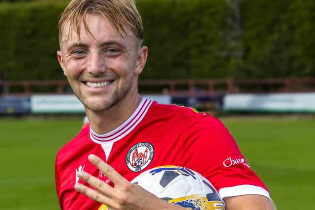 Grady McGrath grabbed a hat-trick as City beat Lossiemouth 4-0 (pic: Graeme Youngson)