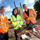 Mairi Gougeon is pictured with Openreach partnership director Robert Thorburn (left) and engineer Grant Halliburton.