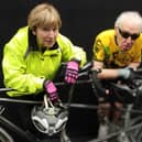 ​Helen Shearer and Graham Hewitson take a break during rehearsal for Forfar Dramatic Society’s production of John Godber’s ‘Scary Bikers’.