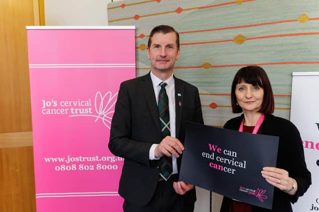 Dave Doogan is pictured with Samantha Dixon, chief executive of Jo’s Cervical Cancer Trust.