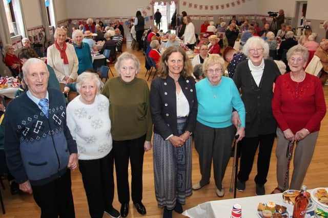 The Duchess of Fife (centre) is pictured with some of the 150 guests who attended the tea party. (Wallace Ferrier)