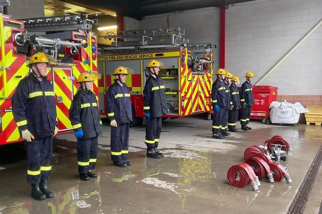 The pupils are pictured after completing one of the drills on SFRS’s new fire skills course.