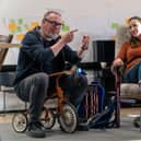 Barrie Hunter and Emily Winter in rehearsal for The Children.    Pic: Sean Millar.