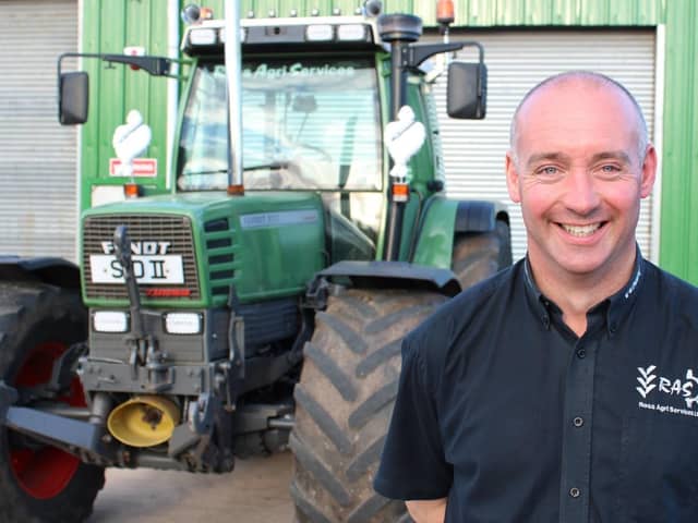 Martin Ross, Ross Agri Services Managing Director, celebrating 50 years of the business. Pictured with a 1994 Fendt 512 C Favorit Turbo.