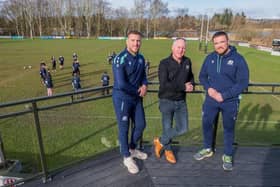 ​Matt and Zander Fagerson are pictured with Nick Welsh, Strathmore RFC’s business development manager.