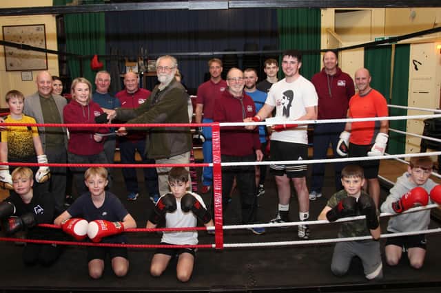 Arbroath Boxing Club receiving the donations.    Pic: Wallace Ferrier