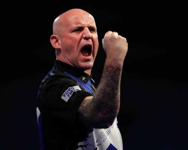 Alan Soutar is through to the final 16 at the Alexandra Palace. Photo by Luke Walker/Getty Images