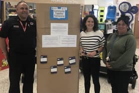 Pictured are Watch Commander Michael Cassie, Mairi Gougeon and Mary Urquhart from Mandown Project.