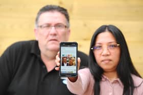 Tony Johnson (57) and his wife Eloisa (45) from Paulsgrove, was scammed out of thousands of pounds following a social media scam. The Facebook advert said investors could double or triple their investments and used Martin Lewis as the head of it. Picture: Sarah Standing (180523-4859)