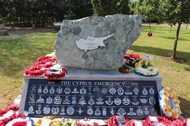 The memorial to those who died in Cyprus, in Lichfield, Staffordshire. Another memorial is located in Kyrenia, Cyprus. (Colin Sweett)