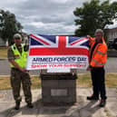 The official Armed Forces Day flag at military training estates across the UK, including local camp, Barry Buddon Training Area.