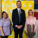 Angus MP Dave Doogan with Marie Curie healthcare assistant Danielle Cobb and Jane Horrocks.