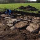The dig site at Aberlemno where the stone was found.