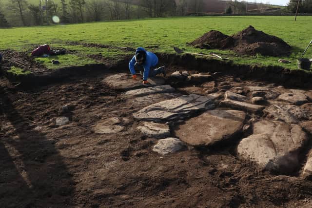 The dig site at Aberlemno where the stone was found.