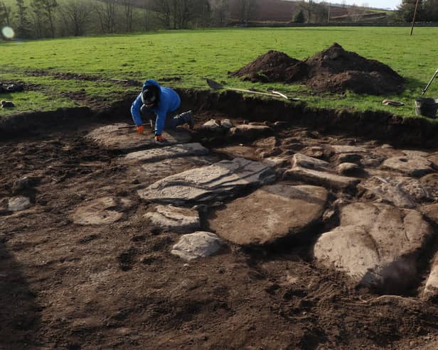 The dig site at Aberlemno where the stone was found.