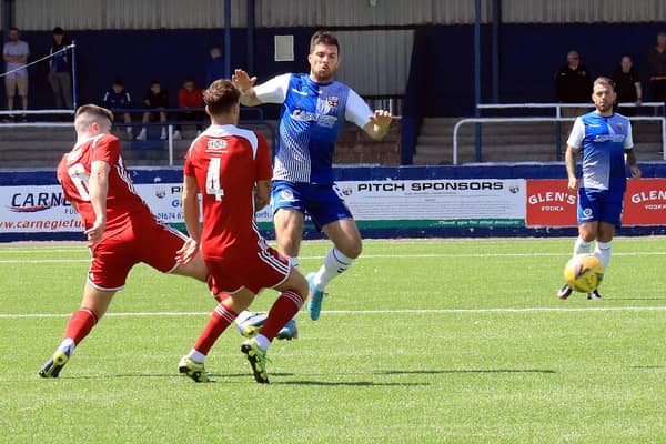 Terry Masson, seen here against Formartine at the weekend, will be rewarded for his service to Montrose with a testimonial this weekend. Pic by Phoenix Photography