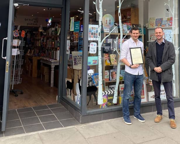 Stephen Gethins is pictured with Bookhouse manager Peter Rome.