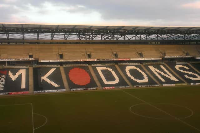 A landscape image of the MK Dons stadium (Photograph by Joe Bloggs)