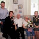 ​David and Lily are pictured with their guests, including son Gordon and Lilly’s sister Isobel. (Wallace Ferrier)