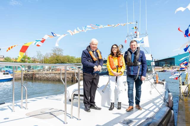 Chaplain Peter Donald, Jane Stuart and Harbour Master Ross Marshall.
