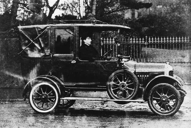 The driver of this Morris Bull-nose taxi was Bill Bruce, who emigrated to America in the early 1930s, helping to date the photo. The garage was later run by Ed's son, Jim, who specialised in providing chauffeur-driven cars.