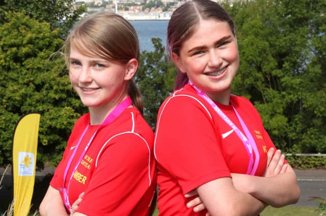 Amber (left) and Iona (Right) are pictured raising funds at the recent Dundee Kiltwalk. (Wallace Ferrier)