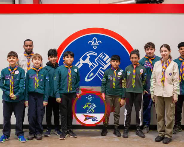 Scouts at Speedy Hire Depot