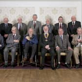 Pictured are Carnoustie Probus Club Honorary Life President David Lowson along with President Joe McGalliard and other Past Presidents.