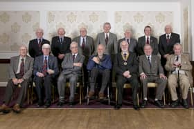 Pictured are Carnoustie Probus Club Honorary Life President David Lowson along with President Joe McGalliard and other Past Presidents.