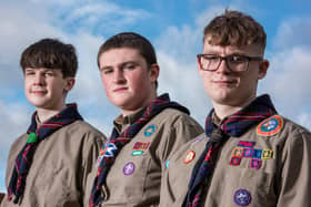 Pictured (from left) are Ross Brownlow, Innes McMillan and Andrew Martin, who will attend next year's World Scout Jamboree in Korea. (Andy Thompson)
