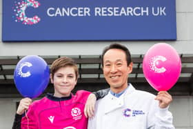 ​Luke McAuliffe with Dr Shin-ichiro Hiraga, from the research team at the Donaldson laboratory at Aberdeen University.