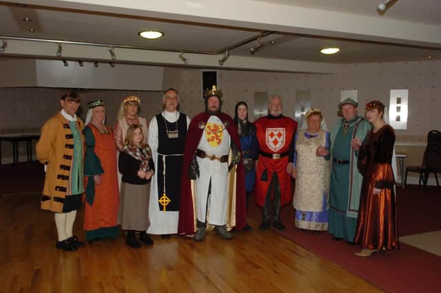 Participating members of Arbroath Abbey Pageant Society at the 'Dine with the King' event, held in the town’s Meadowbank Inn. They were, from left: Bill Smith, Andree Ritchie, Stephanie Donachie, Sarah Milne, Mike Walker, Lawrence Tait, Donna Smith, Harry Ritchie, Ann Marie Bray, Angus Nairn and Loraine Morrison.