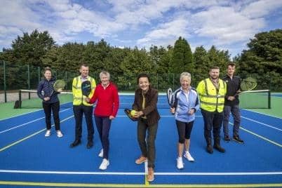 The dual-purpose courts feature the first outdoor facility in the Dundee area for playing Pickleball.