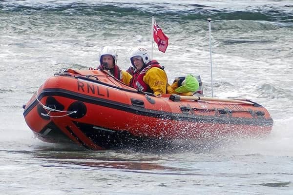 The Margaret Olive puts to sea after Saturday’s ceremony. ​(RNLI Montrose/Phoenix Photography)