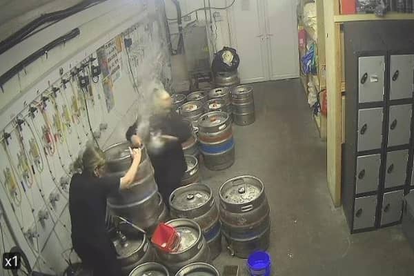 Bar staff get showered in Carling as beer keg explodes in pub cellar