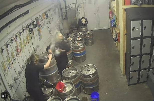 Bar staff get showered in Carling as beer keg explodes in pub cellar