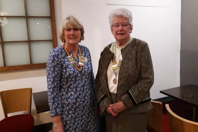 Inner Wheel president Moira Adam (left) is pictured at the meeting with district chairman Mary Berstan.