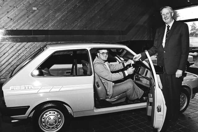 David Proctor, Arbroath, won a Ford Fiesta in an Angus Lottery draw in September, 1985. He was handed the keys by the lottery manager, Brian Fenton. The car was supplied by Glenford, Forfar.