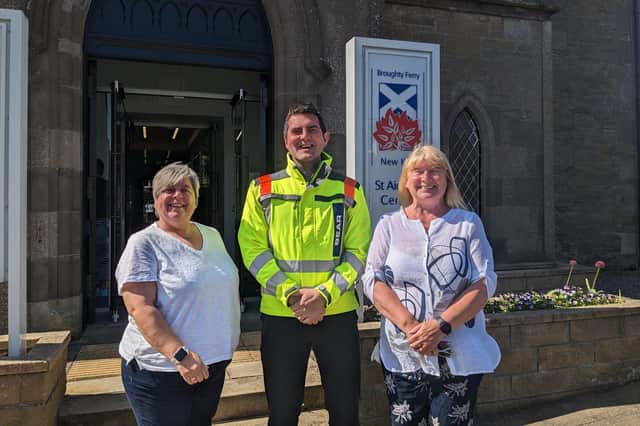 Amanda Stulka (left) and Linda Swan, from Tayside Cancer Support, are pictured with Nick Forbes.