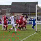 Brechin City find the back of the net again during the weekend's 3-0 win at Lossiemouth. Pic by Graeme Youngson