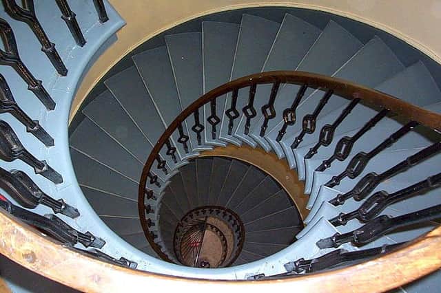Arbroath’s Signal Tower Museum’s dramatic spiral staircase.