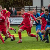 City midfielder Max Kucheriavyi presses up the park during Saturday's goal-fest. Pic by Graeme Youngson