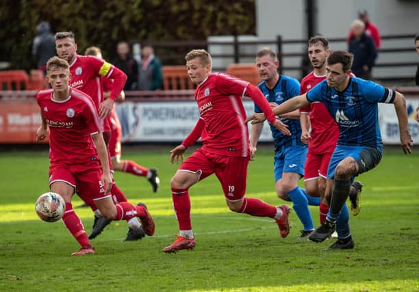 City midfielder Max Kucheriavyi presses up the park during Saturday's goal-fest. Pic by Graeme Youngson
