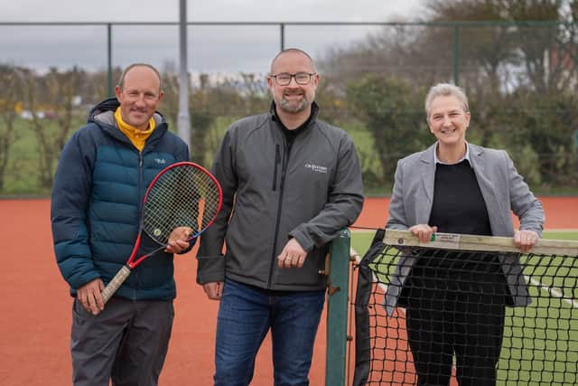 Graeme Walker and Gail Penman are pictured with David Paton, director of Crawford Architecture. (Pic: Jonathan Addie)